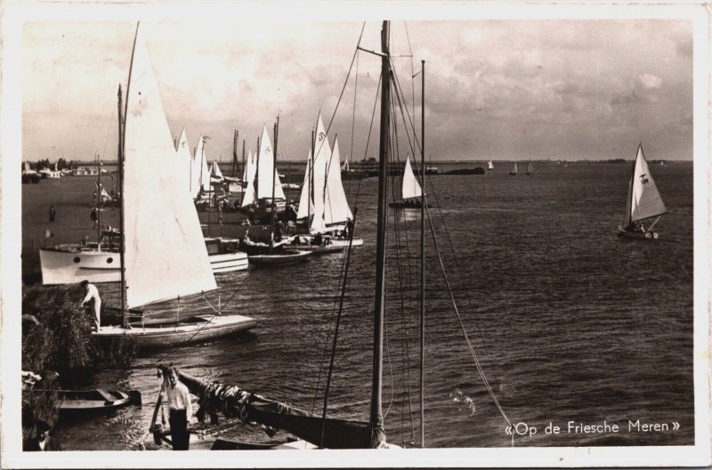 Netherlands Op de Friese Meren Friesland Vintage RPPC Vintage RPPC C186