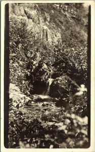 RPPC Small Mountain Stream, Waterfall Mountains of Montana Real Photo Postcard