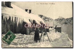 Postcard Old mountaineering in the Alps A Binoculars refuge