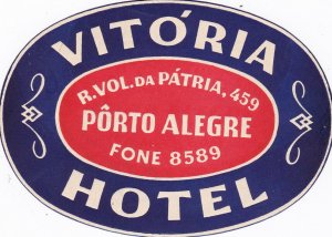 Brasil Porto Alegre Vitoria Hotel Vintage Luggage Label sk2821