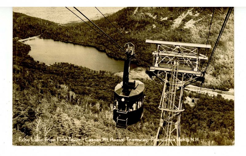 NH - Franconia Notch. Cannon Mt Aerial Tram,  Echo Lake from 1st Tower RPPC