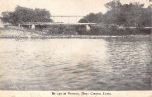 Cresco Iowa Bridge Waterfront Scenic View Antique Postcard K82982
