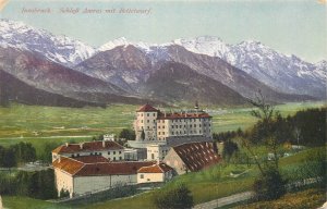 Austria Innsbruck Amras mit Bettelwurf castle panorama vintage postcard