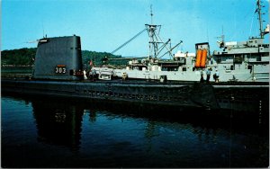 Vtg USS Sablefish SS-303 Naval Submarine Base New London Groton CT Postcard