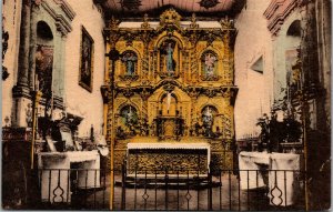 Vtg San Juan Capistrano Altar Serra Church Chapel California CA 1940s Postcard