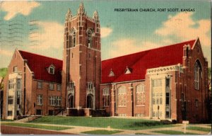 Presbyterian Church Fort Scott KS c1948 Vintage Postcard C14