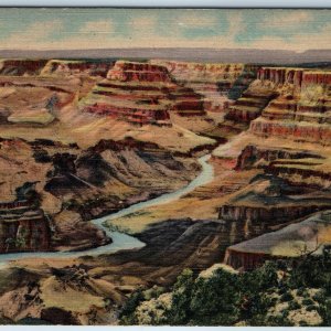 c1930s Desert View, Grand Canyon AZ North from Watch Tower Nice Linen CT PC A203