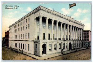 c1910s Charleston Hotel Exterior Roadside Charleston SC Unposted Flag Postcard 