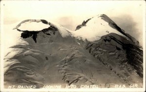 Mt. Rainier Washington WA Looking Into Crater Real Photo Vintage Postcard