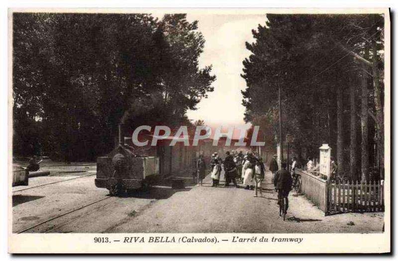Postcard Old Riva bella L & # 39Arret tram train