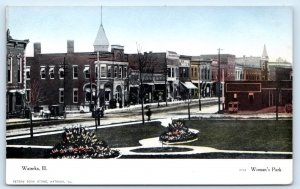WATSEKA, Illinois IL ~ Street Scene WOMAN'S PARK Iroquois County 1900s  Postcard