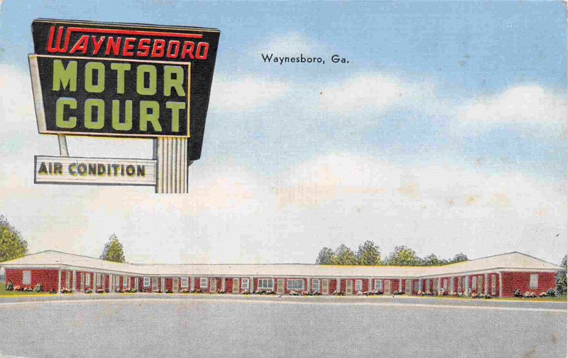 Waynesboro Motor Court Motels US 25 Georgia linen postcard