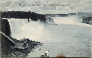 General View Steel Arch Bridge Niagara Falls Waterfall Steamboat Postcard UDB 