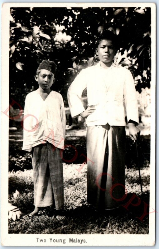 c1920s Young Malaysian Boys RPPC Federal Rubber Stamp Real Photo PC Malays A138