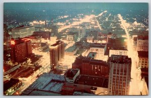 Nashville Tennessee~Night View From Life & Casualty Tower~PM 1966~Vtg Postcard