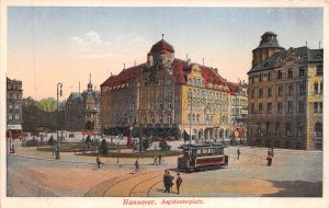 US27 postcard Germany Hannover Aegidientorplatz tram bicycle 1919