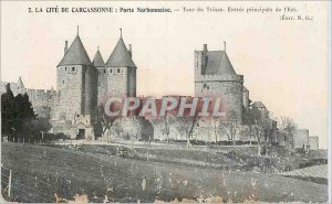 Old Postcard La Cite of Carcassonne Narbonne Gate Tr?sau Tour main entrance East