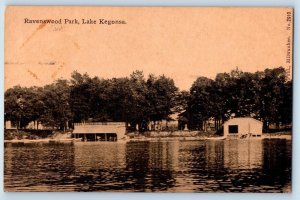 1911 Ravenswood Park Lake Kegonsa Boats Docking Stoughton Wisconsin WI Postcard