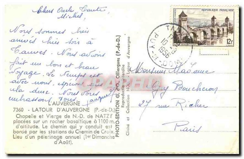 Old Postcard Auvergne Latour Auvergne P D and Lady Chapel N D