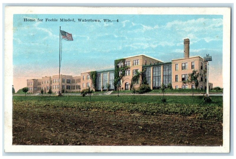 1923 Home Feeble Minded Exterior Building Watertown Wisconsin Vintage Postcard
