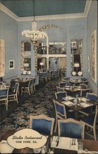 Oak Park Illinois IL Studio Restaurant Interior Linen Vintage Postcard