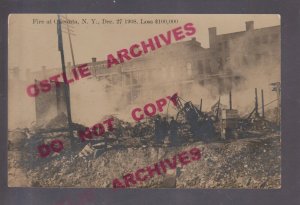 Oneonta NEW YORK RPPC 1908 FIRE Ruins MAIN STREET Disaster $100000 Loss NY