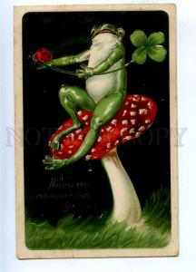 201196 RUSSIA HAPPY NEW YEAR frog muscaria Vintage embossed