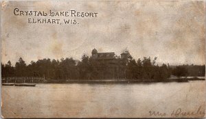 View of Crystal Lake Resort Elkhart WI c1905 Undivided Back Vintage Postcard X48