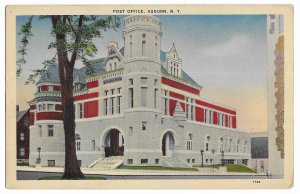 'Post Office, Auburn, N.Y.' Unused New York Jubb linen PPC