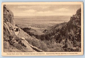 Manitou Colorado Postcard Crystal Park Auto Trip Colorado Springs c1920 Vintage