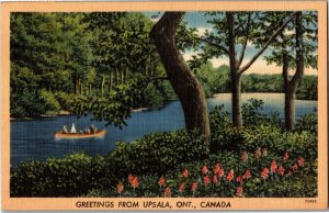Scenic View, Greetings from Upsala Ontario Canada Vintage Postcard D61