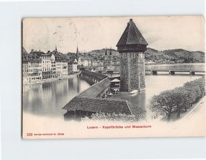 Postcard Chapel Bridge and Water Tower Lucerne Switzerland