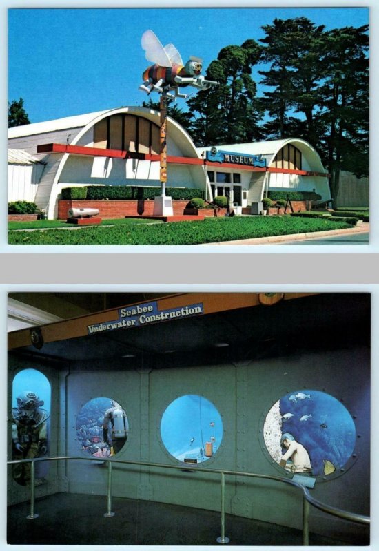 2 Postcards PORT HUENEME, CA ~ Mascot SEABEE MUSEUM Diving Display 4x6