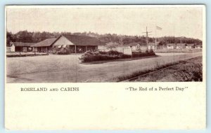 FREEPORT, Maine ME ~ Roadside ROSELAND & CABINS End of a Perfect Day Postcard