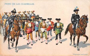 Paseo De Las Cuardrillas Bull Fighing, Tarjeta Postal, Bullfighting Unused 