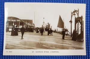 Vintage c1910 St Georges Landing Stage Port Liverpool UK RPPC Series Postcard