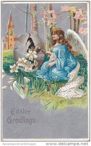 Easter Greetings Angel With Large Egg