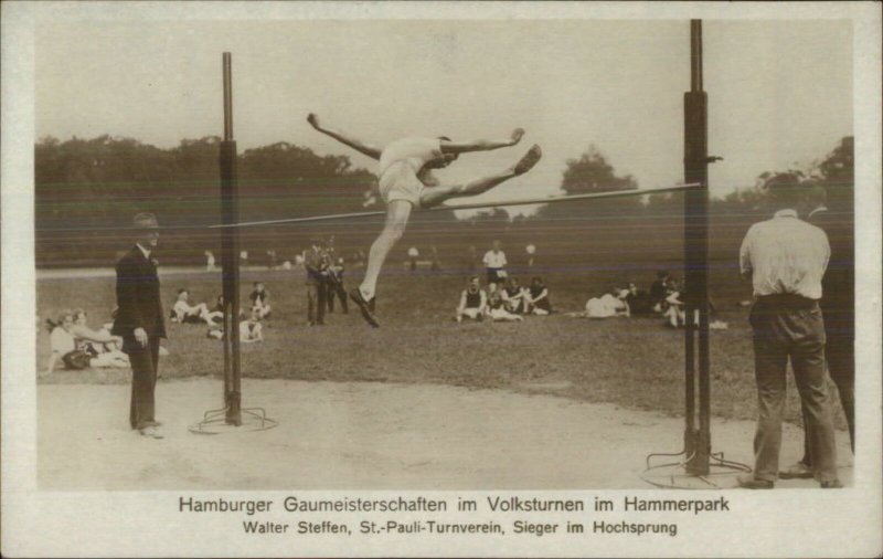 Track & Field High Jump Hamburg Gaumeisterschaften Real Photo Postcard