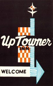 Parkersburg, WV West Virginia UPTOWNER INN Motel Sign ROADSIDE Artist's Postcard