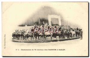 Old Postcard Barnum and Bailey Circus performance 70 horses