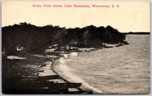 Stony Point Scene Lake Kampeska Watertown South Dakota SD Forest Trees Postcard