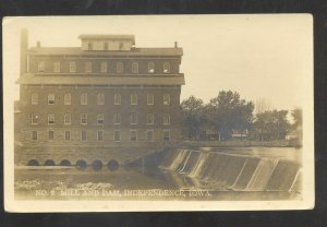 RPPC INDEPENDENCE IOWA MILL AND DAM KRUXO VINTAGE REAL PHOTO POSTCARD