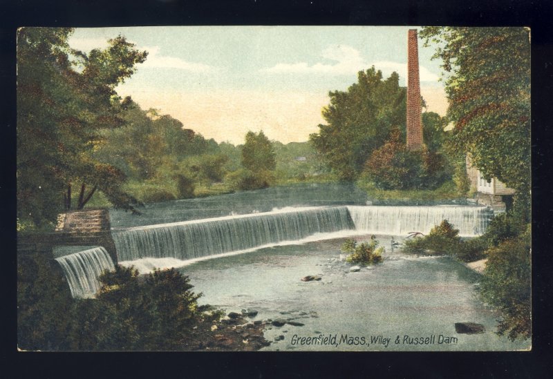 Greenfield, Massachusetts/MA Postcard, Wiley & Russell Dam, 1908!