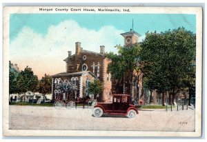 1934 Morgan County Court House Building Cars Martinville Indiana IN RPO Postcard