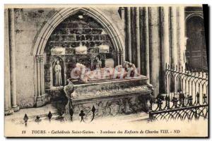 Old Postcard Tours Cathedrale Saint Gatien children's Tomb of Charles VIII