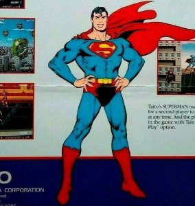 Superman Arcade Flyer Original 1988 Video Game Paper Art Comic Super Hero