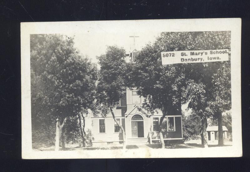 RPPC DANBURY IOWA ST. MARY'S SCHOOL VINTAGE REAL PHOTO POSTCARD AVOCA IA.