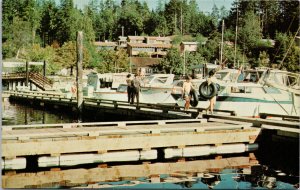 Bedwell Harbour South Pender Island BC Boats Vintage Postcard G56