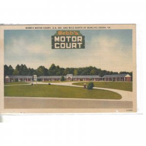 Webb's Motor Court-Bowling Green,Virginia Linen Post Card