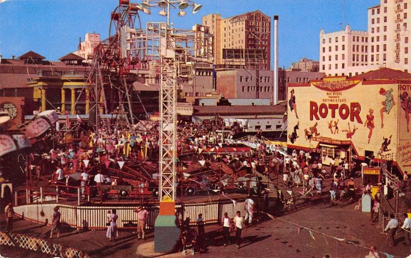 Long Beach~Hoffmeister Rotor Spinning Ride~Double Ferris Wheel~Race Cars 1955 